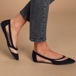 Lulus Black Suede Elisabeth Pointed Toe Flats 10